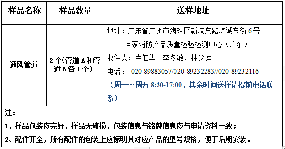 通風管道類產(chǎn)品型式檢驗業(yè)務(wù)受理辦理指南（廣東所）