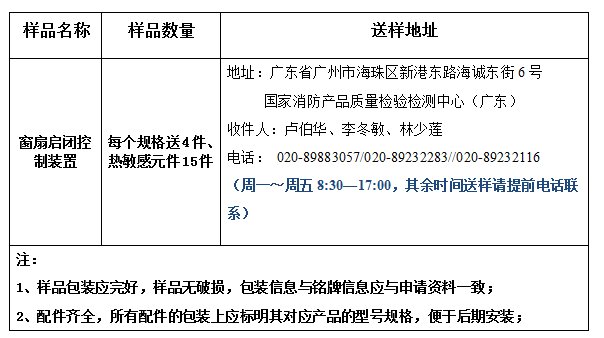窗扇啟閉控制裝置型式試驗業(yè)務(wù)辦理指南（廣東所）