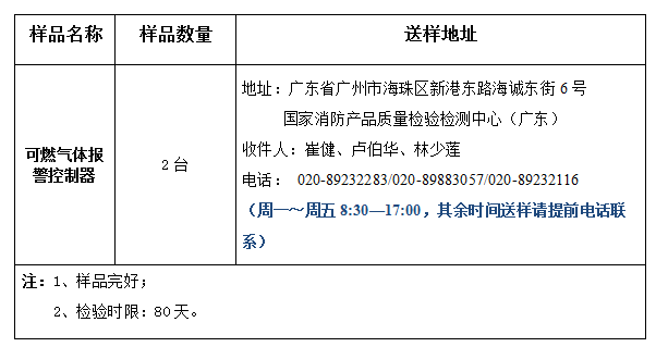 可燃氣體報警控制器產(chǎn)品認證型式試驗業(yè)務辦理指南（廣東所）