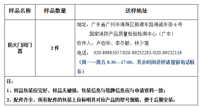 防火門閉門器產(chǎn)品認(rèn)證型式試驗(yàn)業(yè)務(wù)辦理指南（廣東所）